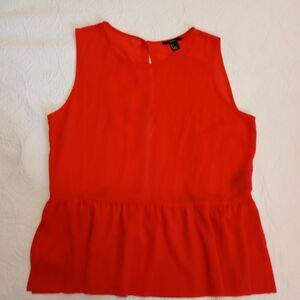 FOREVER 21 Lightweight Orange Sleeveless Blouse Size L With Buttons At The Back.